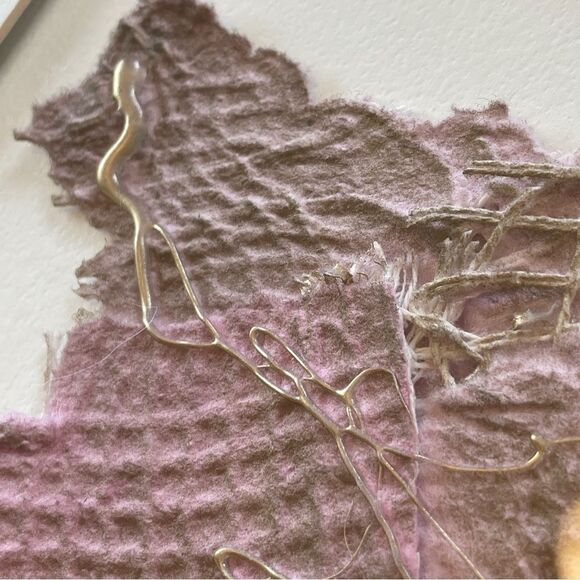 Artist Kathy Shelton Gold Framed Abstract 3D Art Piece Purple Pink Gold - Picture 11 of 16